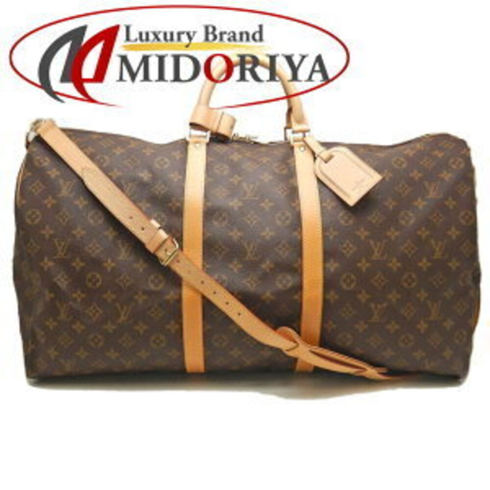LOUIS VUITTON Monogram Keepall Bandouliere Boston Bag Brown